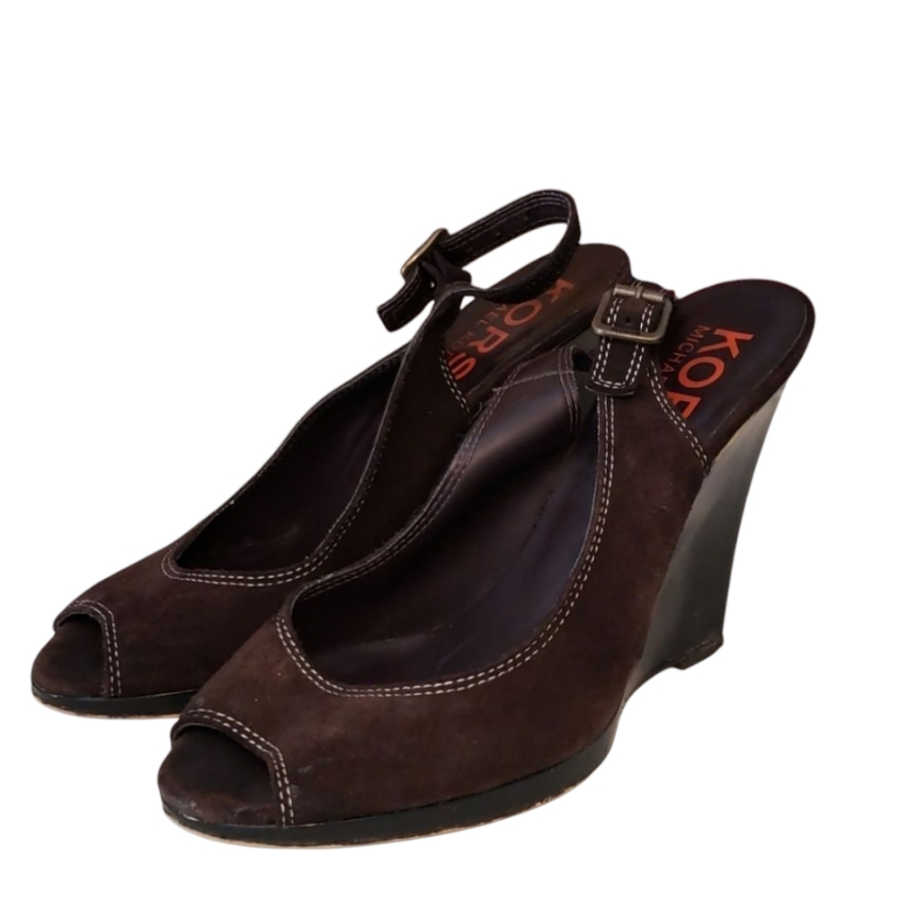 MICHAEL KORS Slingback‎ Peeptoe Wedges 6.5